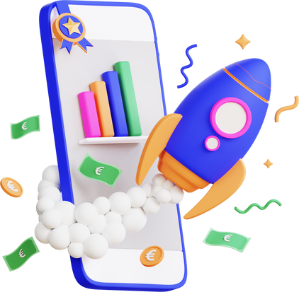 3D Rocket Business Illustration
